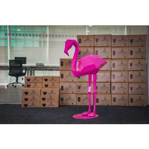 3D Metal Geometric Flamingo L - Domko.com 3D Metal Geometric Flamingo L