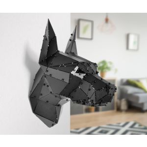 3D Metal Geometric Doberman Head Wall Decor - Domko.com 3D Metal Geometric Doberman Head Wall Decor