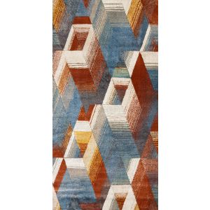 7640a.Blue/Salmon Rug Rio