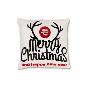 G2206 Ecru Декоративна Възглавница Mika Merry Christmas & Happy New Year