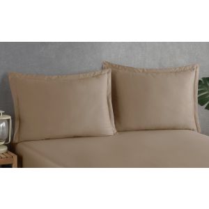 V1 Uni Light Brown Set Pillowcases Mika Cotton/Satin