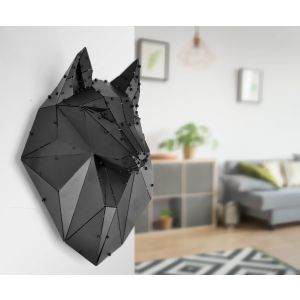 3D Metal Geometric Shewolf Head Wall Decor - Domko.com 3D Metal Geometric Shewolf Head Wall Decor