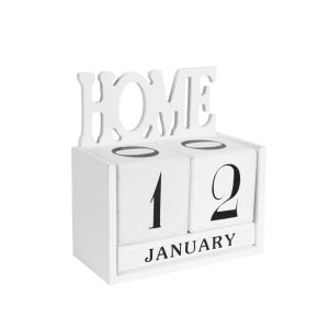 G230223 Настолен Календар Home Дървен Бял