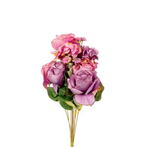 G25-74 Artificial Flowers English Roses/Hydrangea Purple